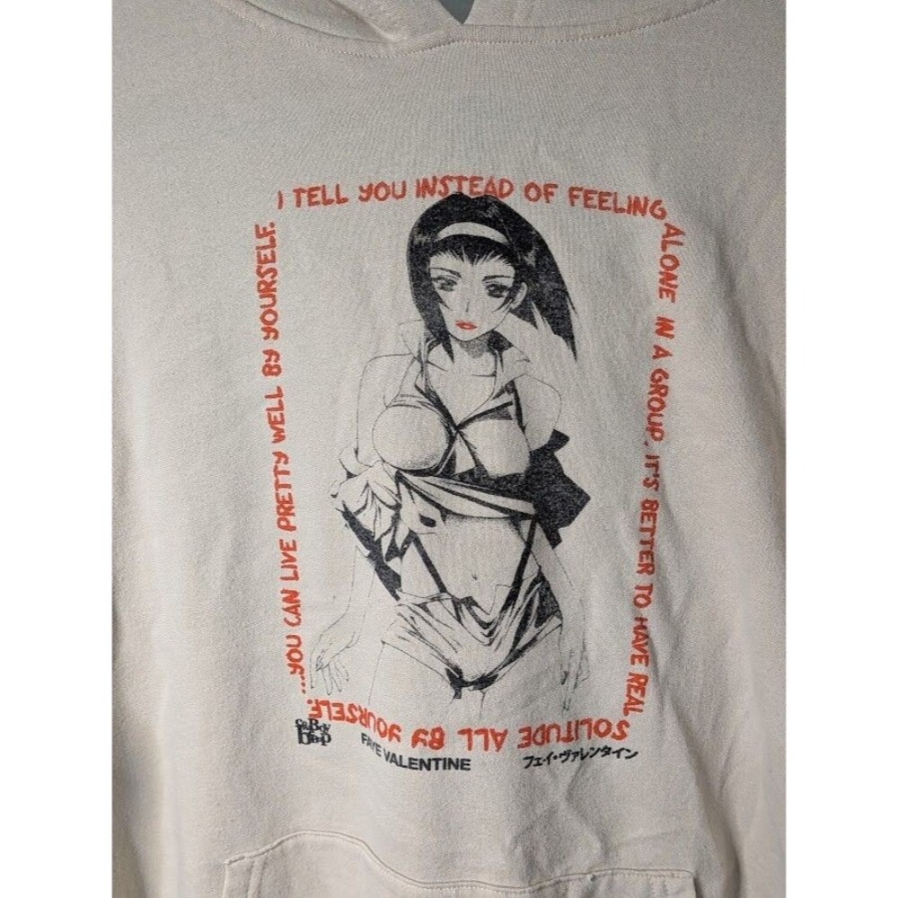 Cowboy Bebop Faye Valentine Hoodie Sweatshirt Mens XL Crunchyroll Anime Tan EUC